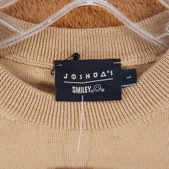 JOSHUA SANDERS Sweater Mens Large Tan PIXEL Crew Smiley Face 100% Wool $351 - Picture 3 of 9